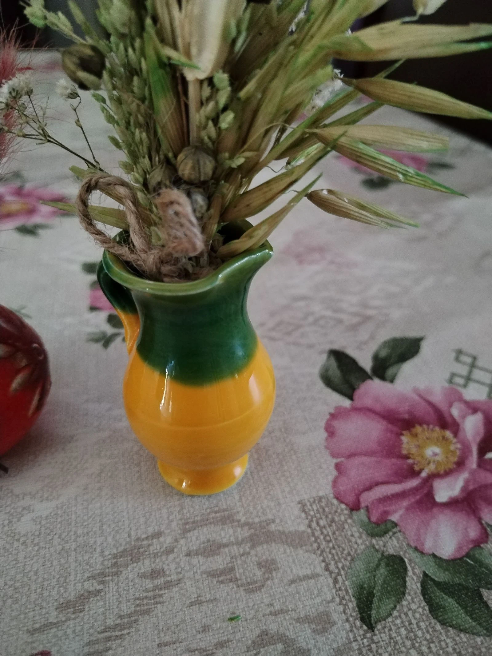 conjunto de 2 bonitos mini jarrones vintage con sus pequeños ramos de flores secas... – photo 21
